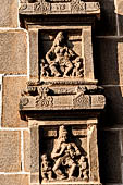 The great Chola temples of Tamil Nadu - The Nataraja temple of Chidambaram. The East Gopura. Details of the panels with dance postures.